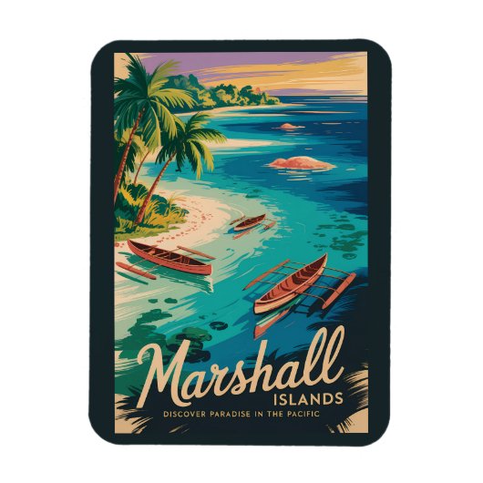 Marshall eilanden kust illustratie reis kunst magneet (Verticaal)
