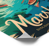 Marshall eilanden kust illustratie reis kunst poster (Hoek)