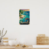 Marshall eilanden kust illustratie reis kunst poster (Keuken)