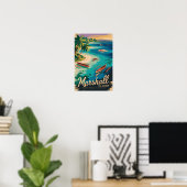 Marshall eilanden kust illustratie reis kunst poster (Thuiskantoor)