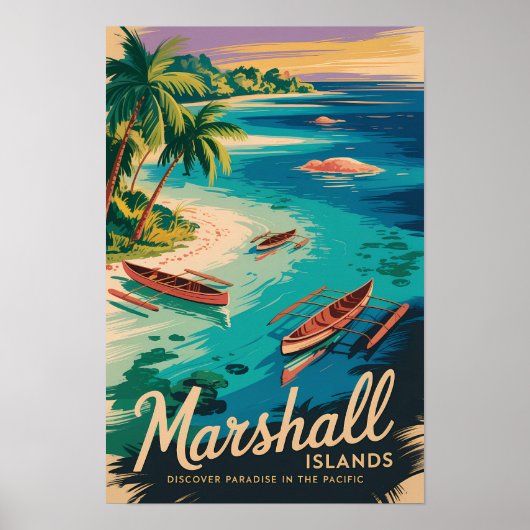 Marshall eilanden kust illustratie reis kunst poster (Voorkant)