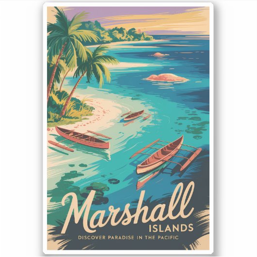 Marshall eilanden kust illustratie reis kunst sticker (Voorkant)