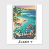 Marshall eilanden kust illustratie reis kunst sticker (Vel)