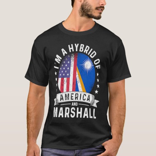 Marshall Islands American Patriot Groot Flag Humo T-shirt (Voorkant)