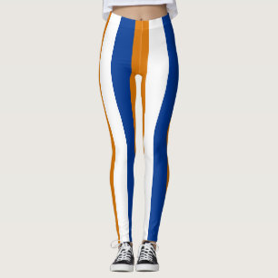 Marshall Islands Flag Colors Vertical Striped Leggings