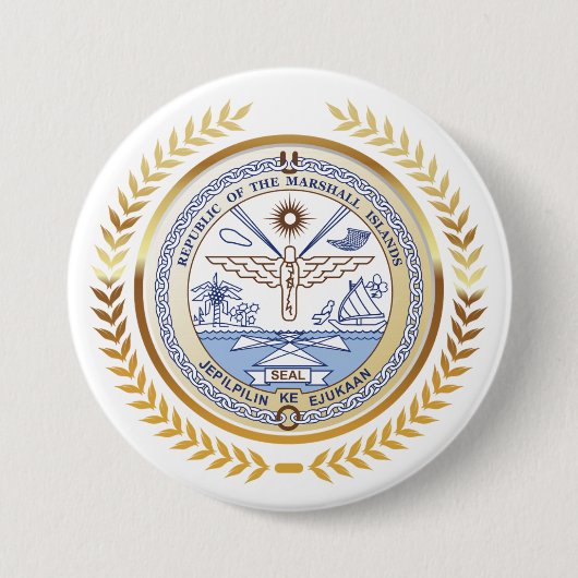 Marshall Islands Seal Ronde Button 7,6 Cm (Voorkant)