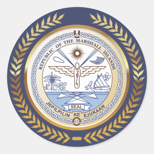 Marshall Islands Seal Ronde Sticker (Voorkant)
