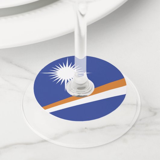 Marshall Islands vlag Wijnglaslabel (Dichtbij)