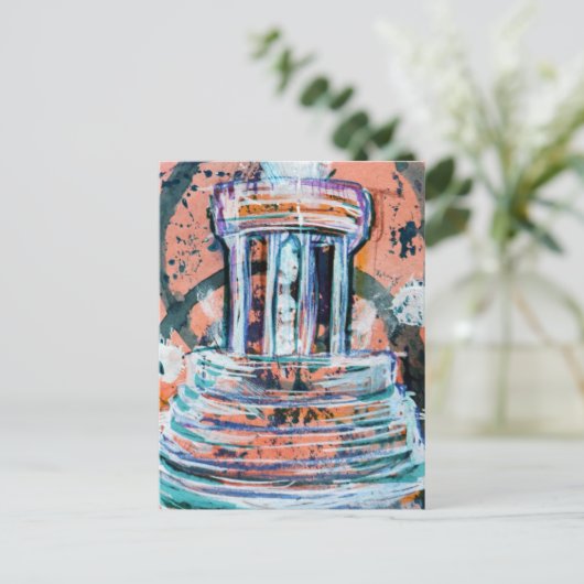 Marshall Michigan Brooks Memorial Fontein Toerist Briefkaart (Staand voorkant)