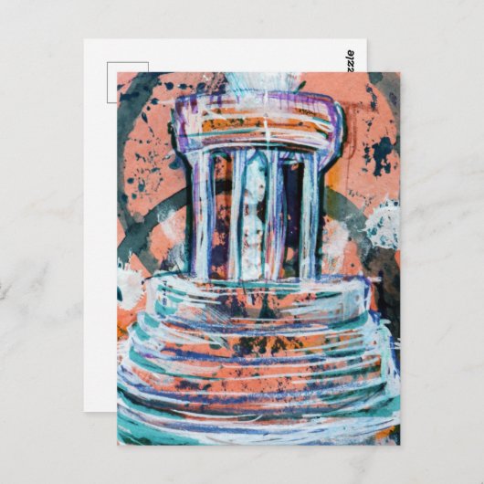 Marshall Michigan Brooks Memorial Fontein Toerist Briefkaart (Voorkant / Achterkant)