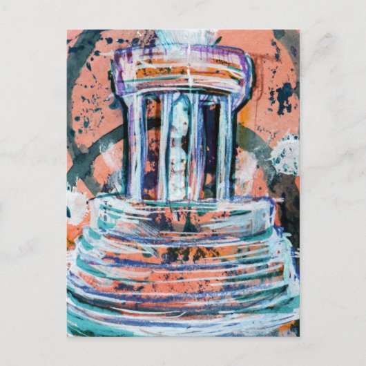 Marshall Michigan Brooks Memorial Fontein Toerist Briefkaart (Voorkant)