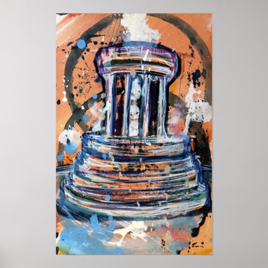 Marshall Michigan Fountain Abstracte kunst Poster (Voorkant)