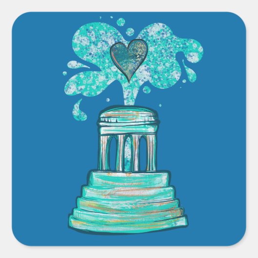 Marshall Michigan Fountain Vierkante Sticker (Voorkant)