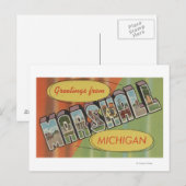 Marshall, Michigan - Grote letterscènes Briefkaart (Voorkant / Achterkant)