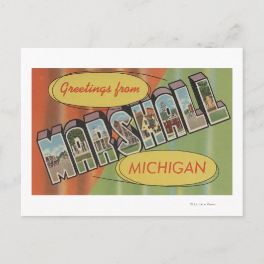 Marshall, Michigan - Grote letterscènes Briefkaart (Voorkant)