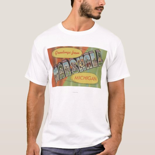 Marshall, Michigan - Grote letterscènes T-shirt (Voorkant)