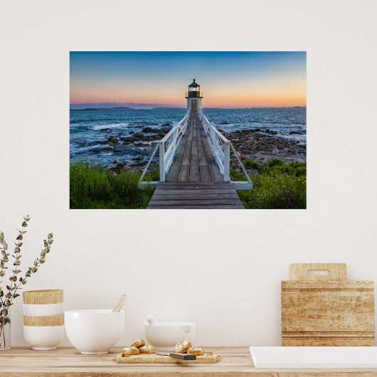 Marshall Point-vuurtoren op Sunset Poster (Keuken)