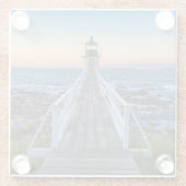 Marshall Point-vuurtoren op zonsondergang Glazen Onderzetter (Achterkant)