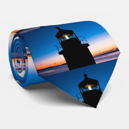 Marshall Point-vuurtoren op zonsondergang in Maine Stropdas (Opgerold)
