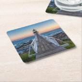 Marshall Point-vuurtoren op zonsondergang Kartonnen Onderzetters (Schuin)