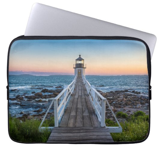 Marshall Point-vuurtoren op zonsondergang Laptop Sleeve (Voorkant)