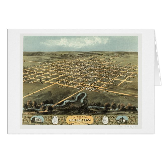 Marshalltown, IA Panoramic Map - 1868 (Voorkant Horizontaal)