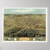 Marshalltown, IA Panoramic Map - 1868 Poster (Voorkant)