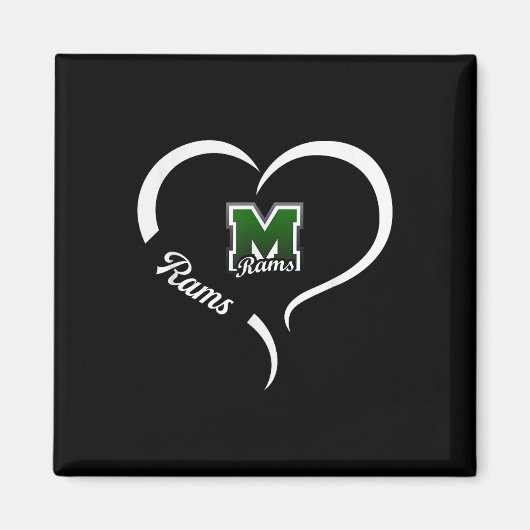 Marshfield Rams Logo Half Heart Slogan HS Magneet (Voorkant)