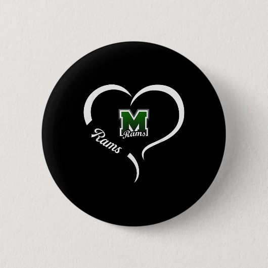 Marshfield Rams Logo Half Heart Slogan HS Ronde Button 5,7 Cm (Voorkant)
