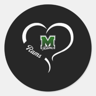 Marshfield Rams Logo Half Heart Slogan HS Ronde Sticker
