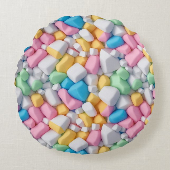 Marshmallow abstract rond kussen (Voorkant)