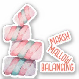 Marshmallow Balancing Pun Sticker