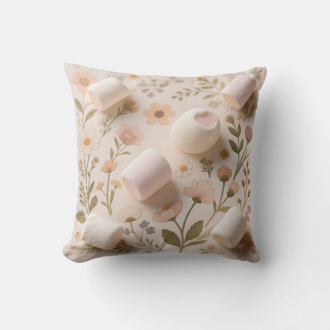 Marshmallow Bloem Pastel Patroon Kussen (Voorkant)