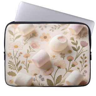 Marshmallow Bloem Pastel Patroon Laptop Sleeve