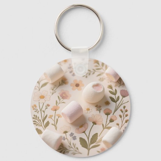 Marshmallow Bloem Pastel Patroon Sleutelhanger (Voorkant)