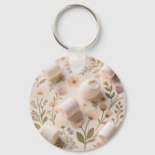 Marshmallow Bloem Pastel Patroon Sleutelhanger (Achterkant)