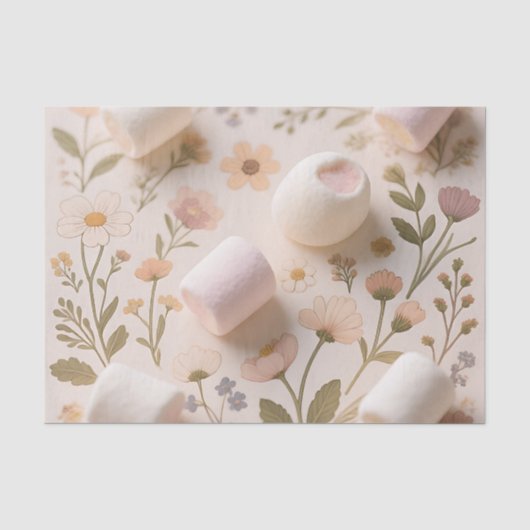 Marshmallow Bloem Pastel Patroon Tissuepapier (Voorkant)