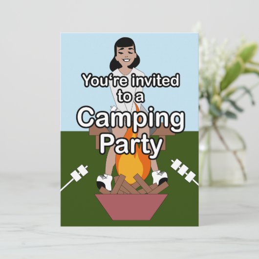 Marshmallow & Campfire Camping Kaart (Staand voorkant)