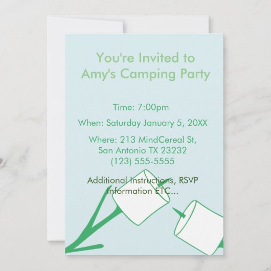 Marshmallow & Campfire Camping Kaart (Achterkant)