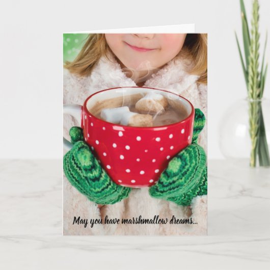 Marshmallow Dreams & Hot Chocolate Kerstkaart Feestdagen Kaart (Voorkant)