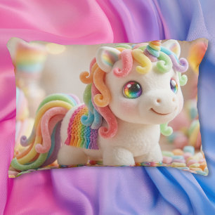 Marshmallow Eenhoorn en Pastelkleurige Snoepdroom Accent Kussen