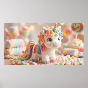 Marshmallow Eenhoorn en Pastelkleurige Snoepdroom Poster