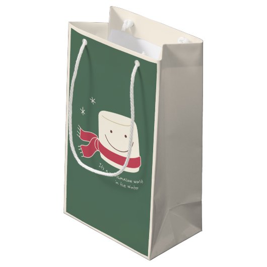 Marshmallow en Hot Chocolate met kerstcadeaus Klein Cadeauzakje (Achterkant Gekanteld)