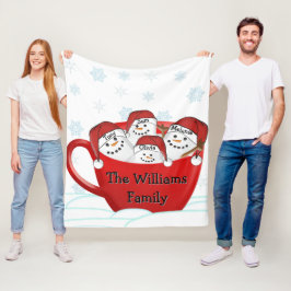 Marshmallow Familie Met Gepersonaliseerde Namen Fleece Deken