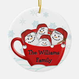 Marshmallow Familie Met Gepersonaliseerde Namen Keramisch Ornament