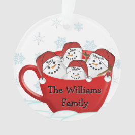 Marshmallow Familie Met Gepersonaliseerde Namen Ornament
