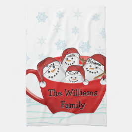 Marshmallow Familie Met Gepersonaliseerde Namen Theedoek