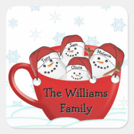 Marshmallow Familie Met Gepersonaliseerde Namen Vierkante Sticker