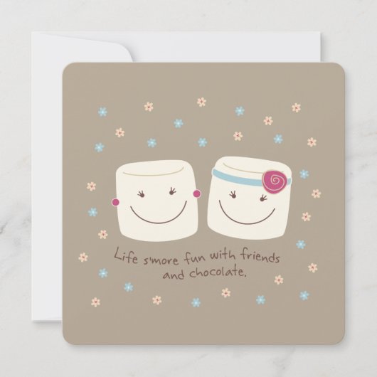 Marshmallow Friends and Chocolate Invitation Kaart (Voorkant)