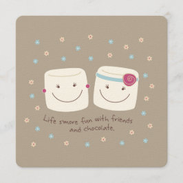 Marshmallow Friends and Chocolate Invitation Kaart
